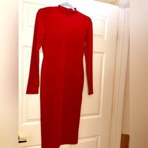 Naked Wardrobe Red Midi Dress SIZE L
